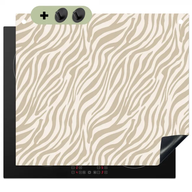 Inductiebeschermer & spatscherm (2in1) - Zebra - Patroon - Beige