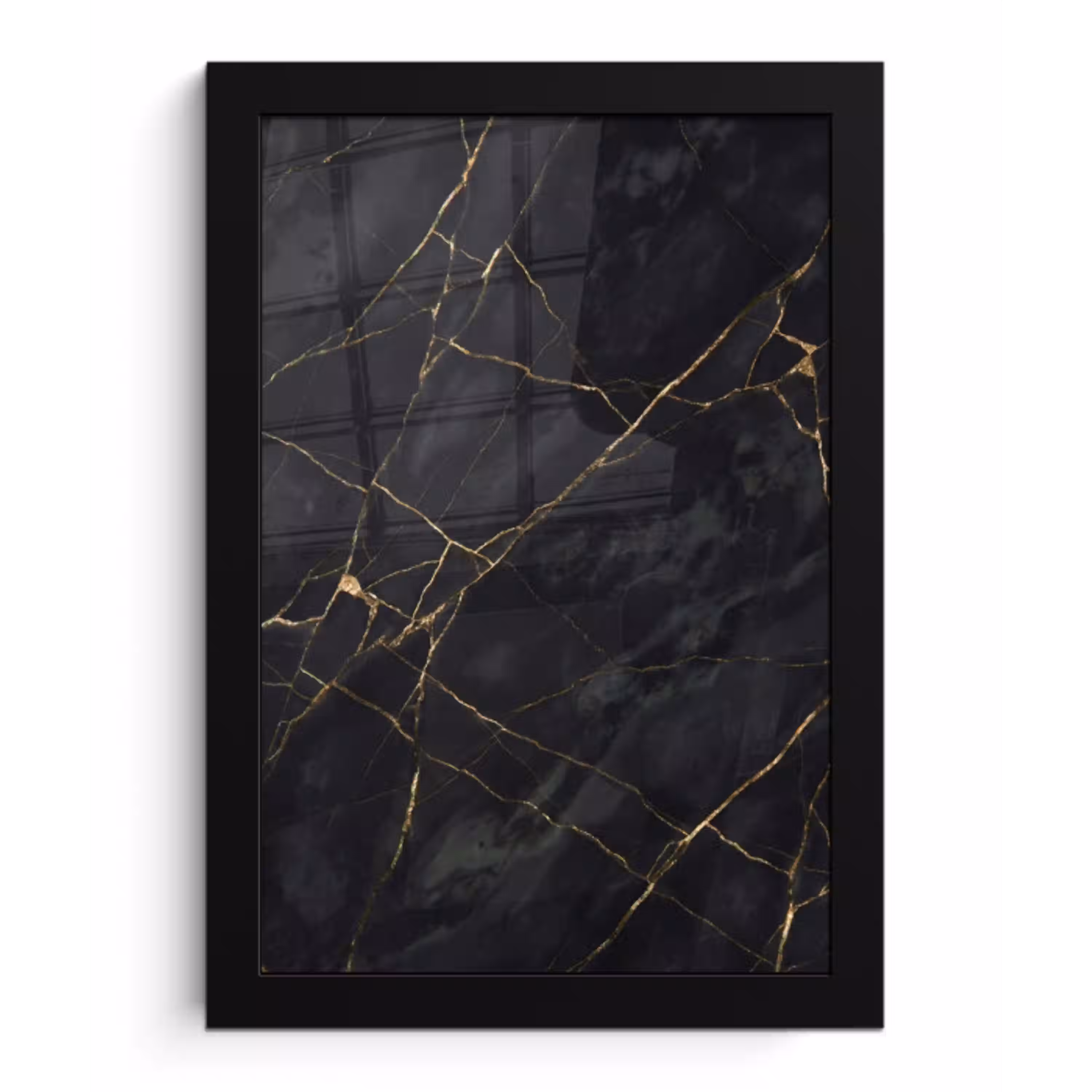 Textuur - Gouden lijnen - Abstract - Modern - Zwart fotolijst zwart zonder passe partout klein -3d