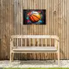 Basketbal in Kleurrijke Spatten Tuinposter op houten frame 2 cm dik klein -sfeer4