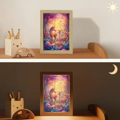 Paard - Hert - Sprookjesbos - Paars Light Box met kabel klein -sfeer3_kind