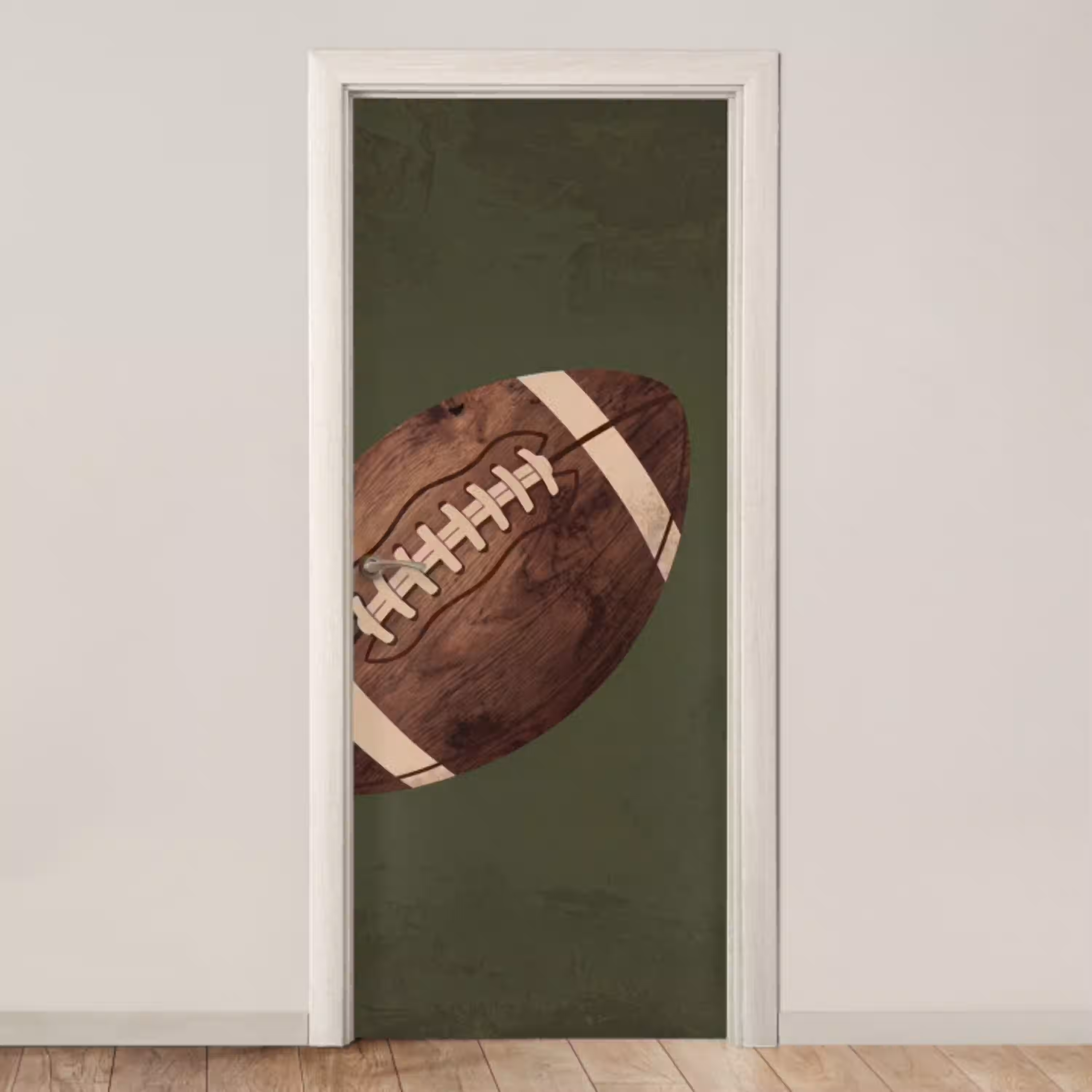 Football - Hout - Sport - Groen deurposter klein -3d_beige