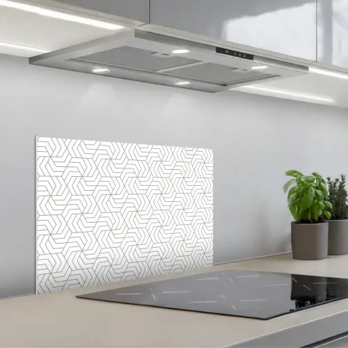 Geometrie - Lijn - Zwart - Wit - Patroon keuken achterwand spatscherm klein 900 -3d_schuin