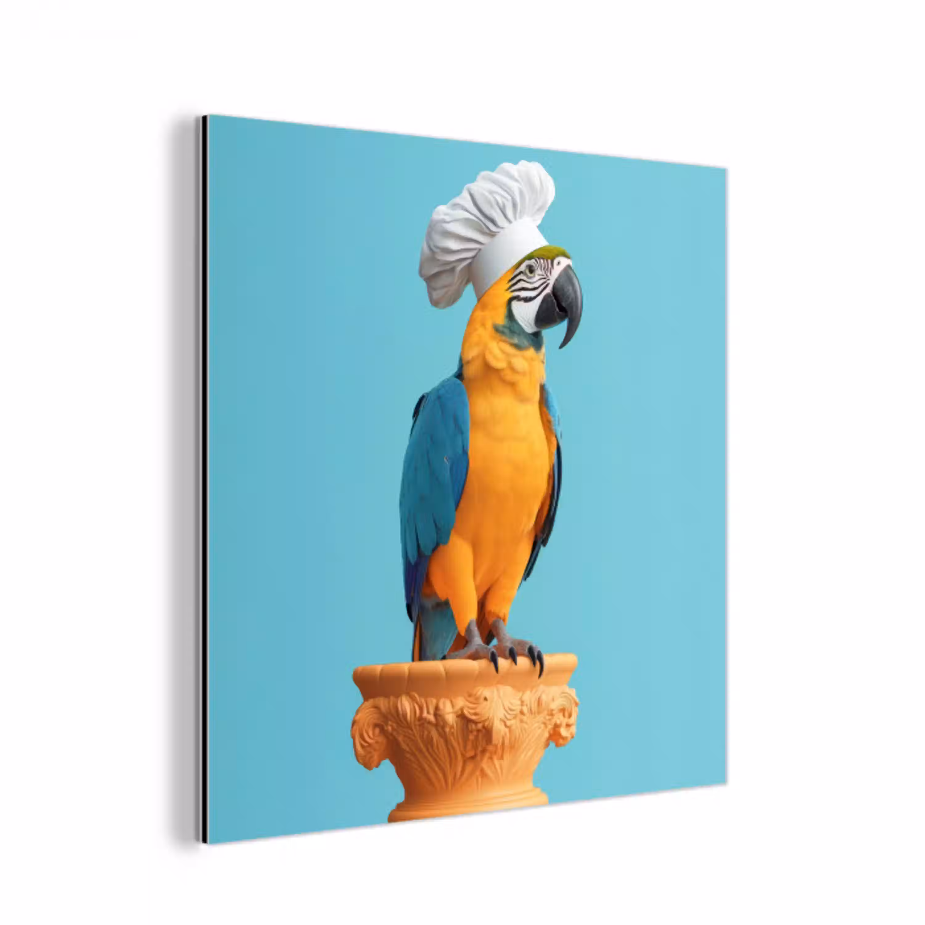 Papegaai - Koksmuts - Grappig - Vogel aluminium wit klein -3d