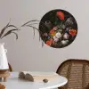 Stilleven met bloemen en een horloge - Schilderij van Abraham Mignon Wandcirkel behangsticker klein -sfeer3