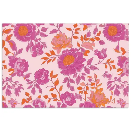 Bloemenpatroon - Roze - Oranje - Bloemen poster papier klein -3d