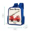 Brandweerwagen - Getekend - Rood Kinderrugzak - Blauw middel -productfoto_formaten