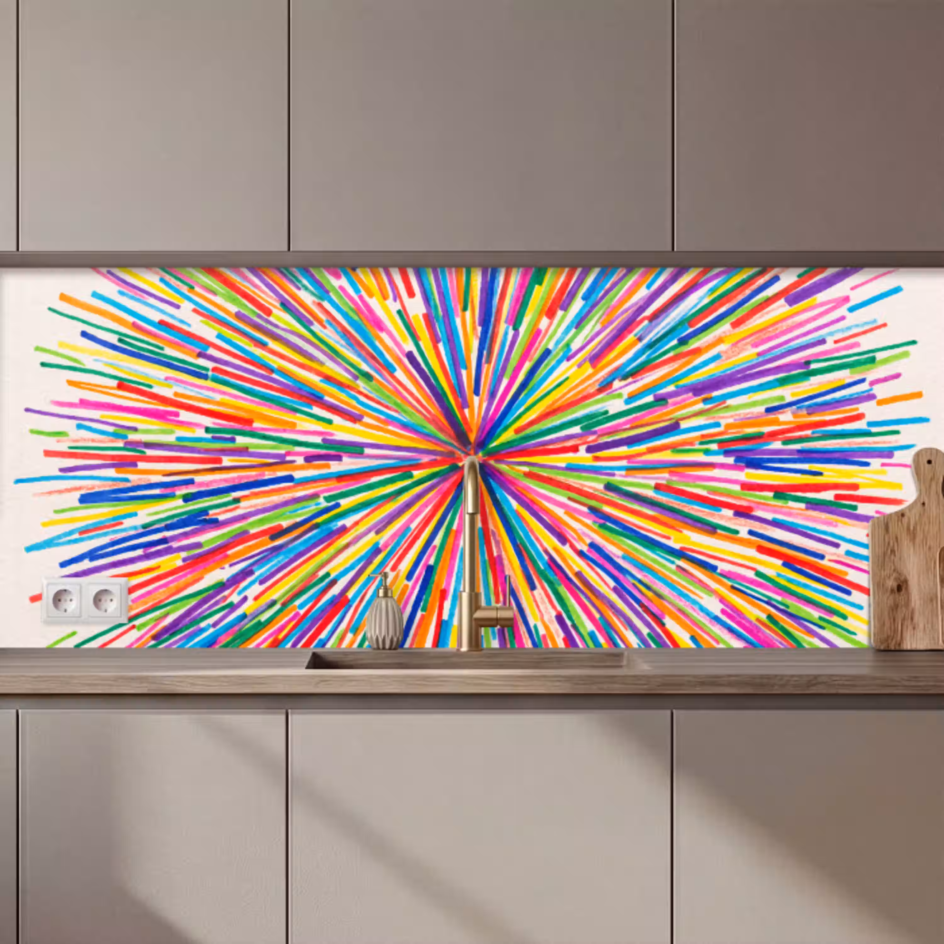 Lijnen - Kleurrijk - Abstract keuken achterwand 2 middel zz_3dshopping