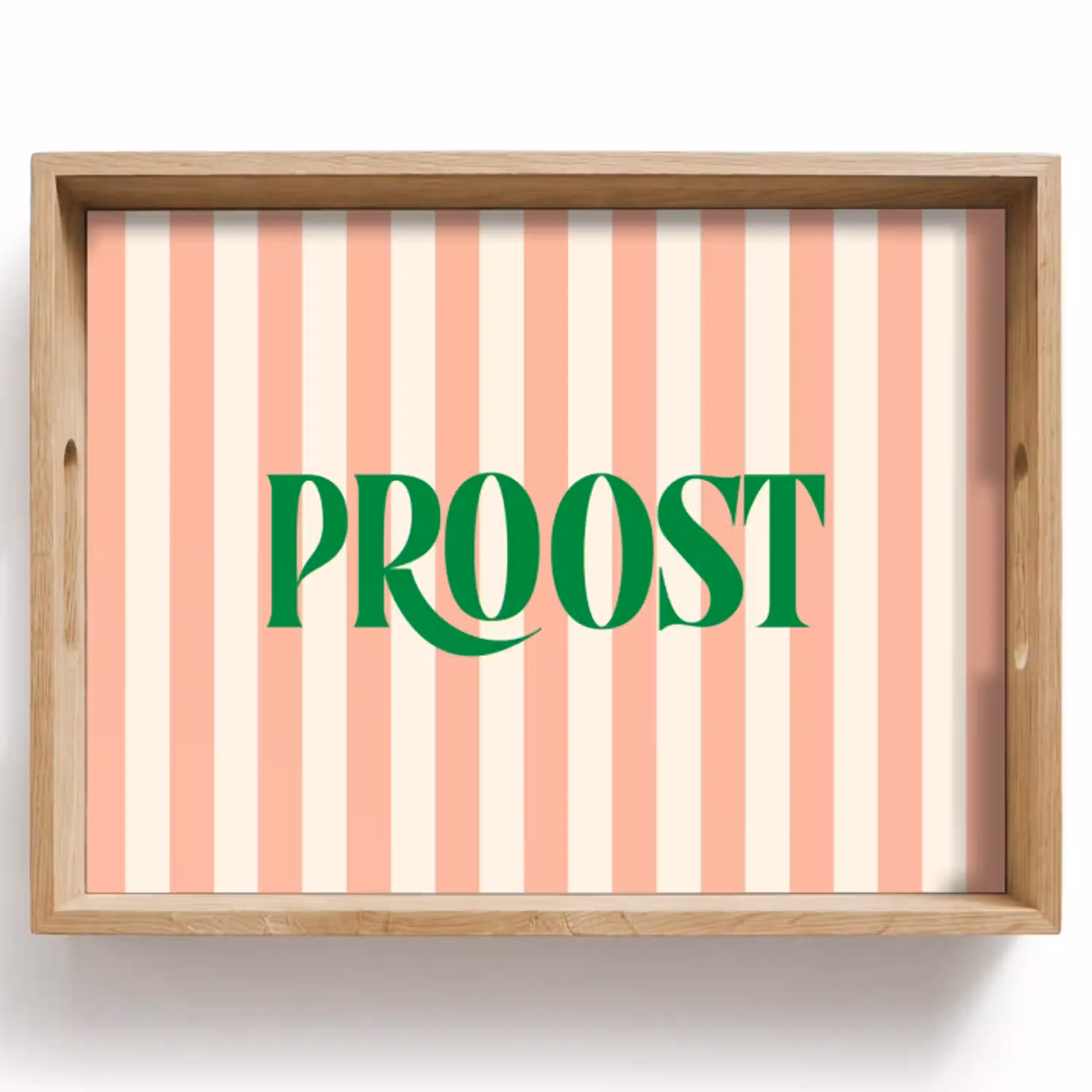 Zachtroze - Groen - Strepen - Proost Dienblad Rechthoek middel -z3d_shopping
