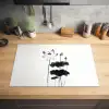 Bladeren - Zwart - Lotusbloem - Minimalitisch Inductie beschermer vinyl 3mm klein -sfeer5