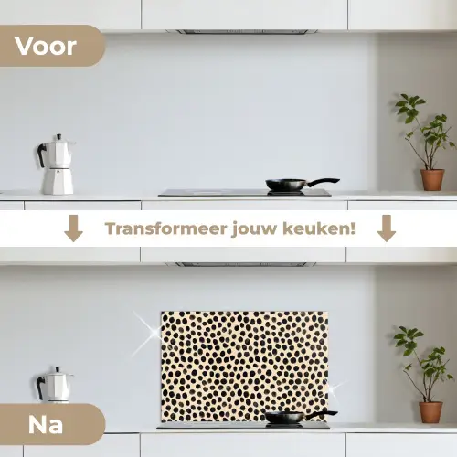 Stippen - Patroon - Zwart keuken achterwand spatscherm klein 900 -voor_na_NL