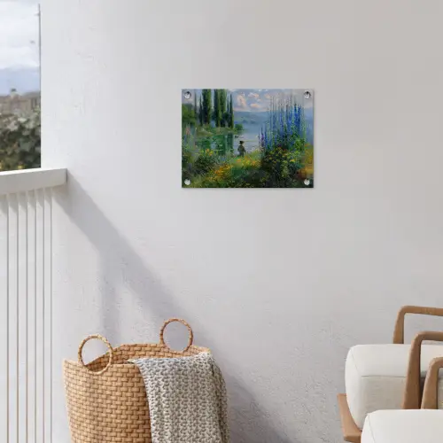 Bloemen - Meer - Bergen - Groen tuinposter los doek klein -sfeer8