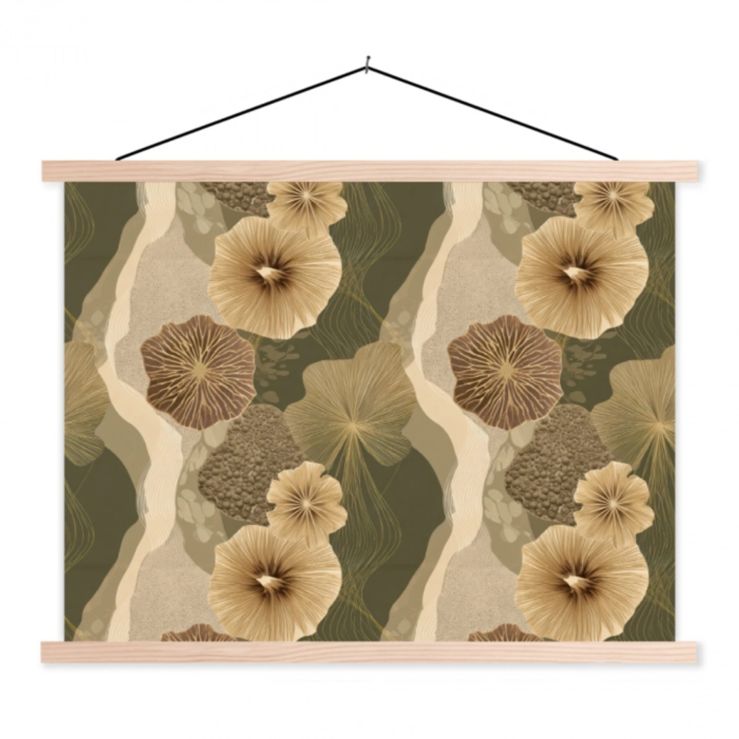 Abstract - Modern - Groen textielposter latten blank klein 122 -3d