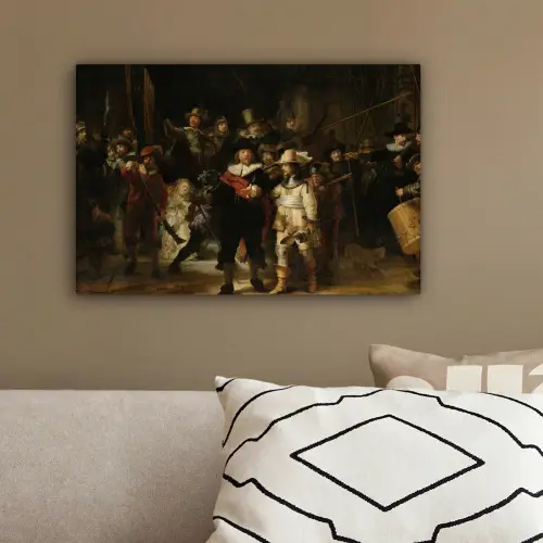 De Nachtwacht - Kunst - Oude meesters - Rembrandt canvas 2cm klein -sfeer3