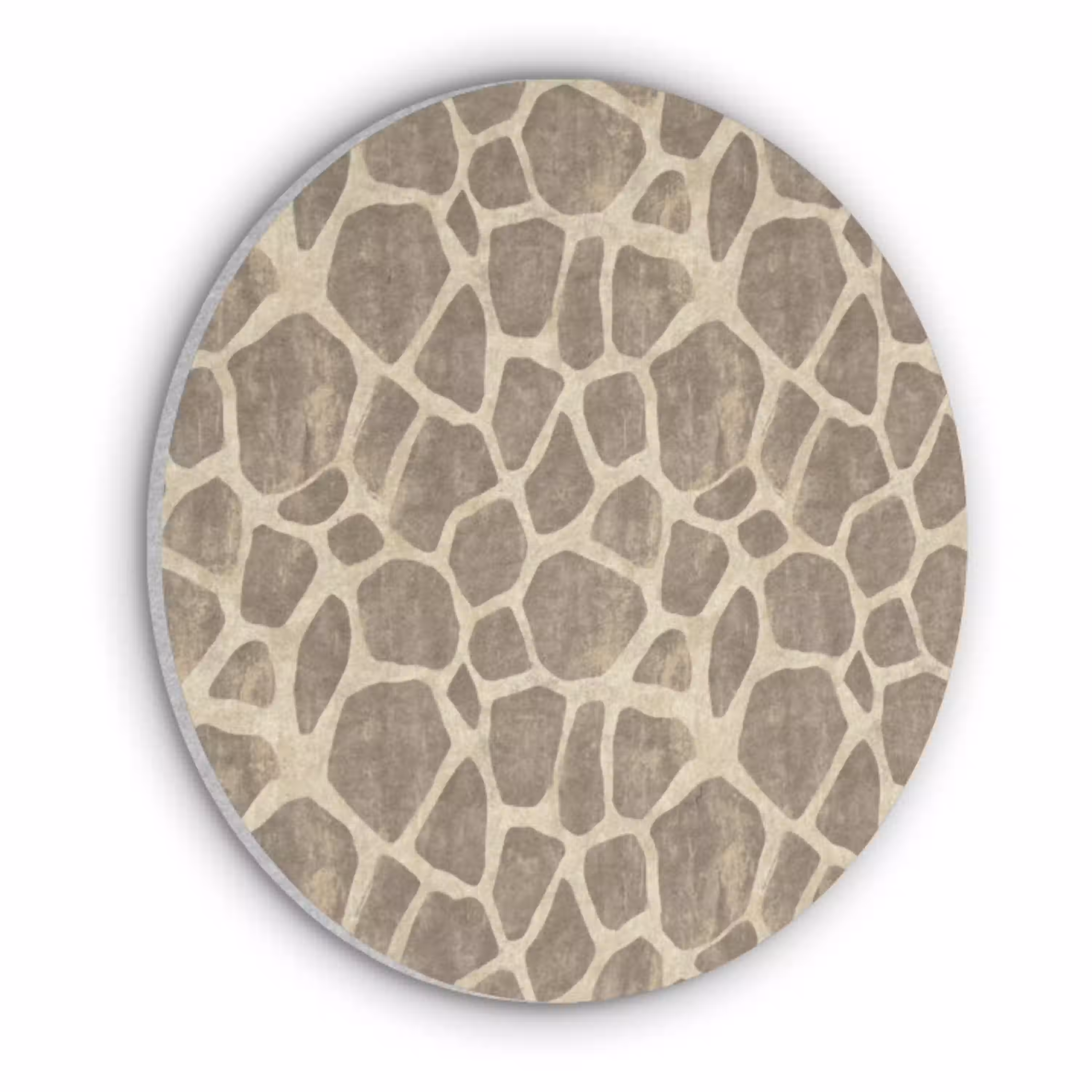 Giraf - Patroon - Beige - Bruin Akoestische PET Vilt - Rond klein 838 -3d