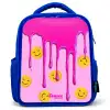 Verf - Smiley - Roze Kinderrugzak - Blauw middel -3d