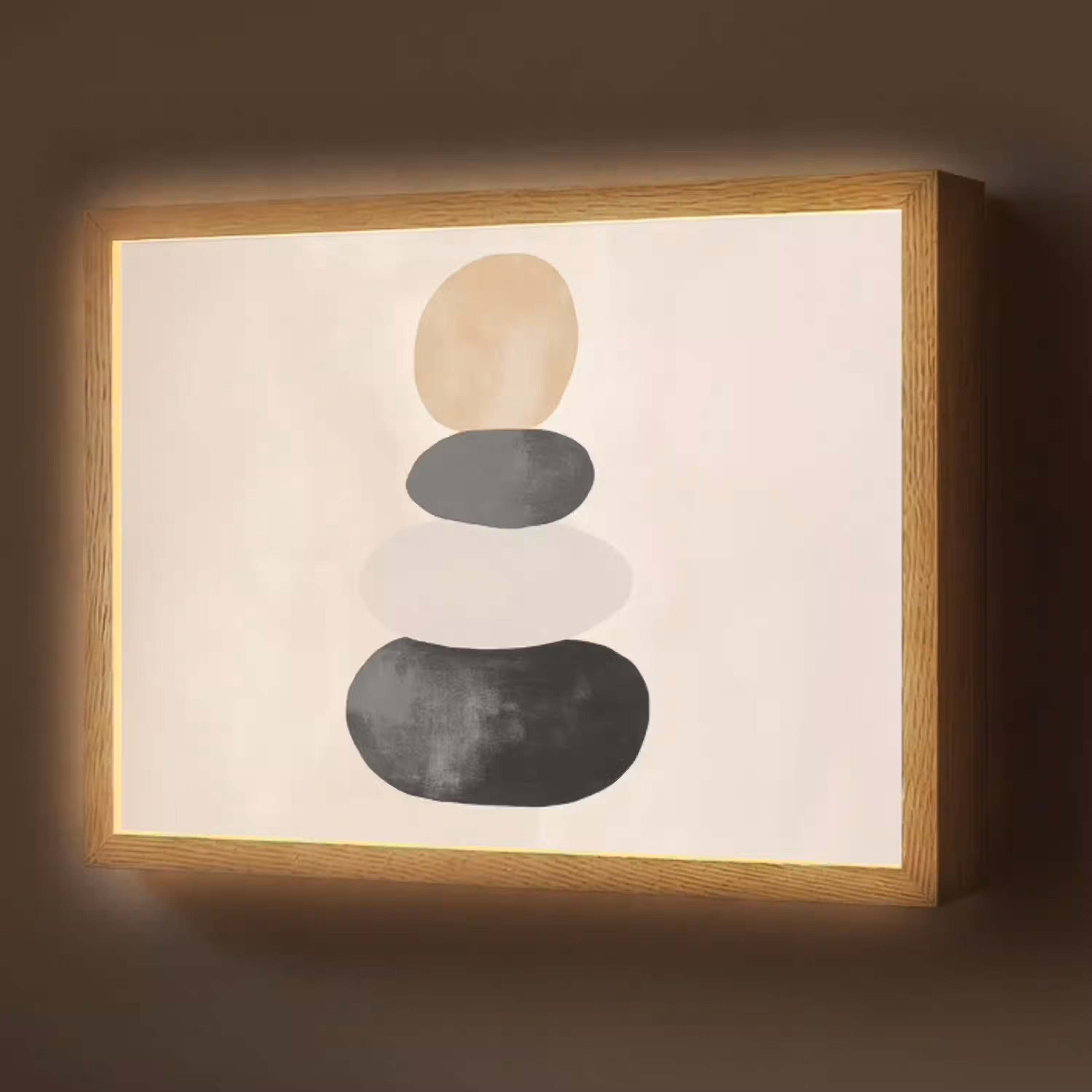 Japandi - Wabi sabi - Beige Light Box met batterij (Wandlamp) middel -z3d_website