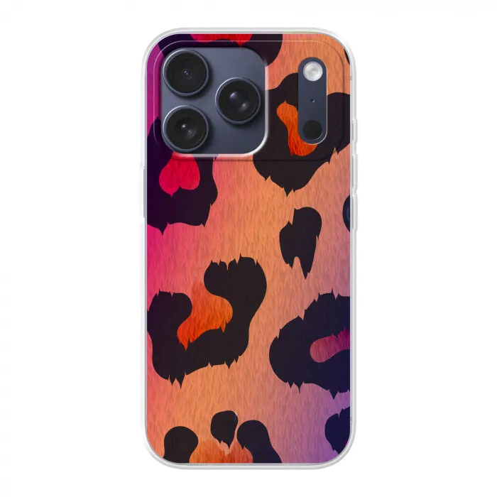Panterprint - Roze - Paars - Oranje Telefoonhoesje iPhone 17 Pro klein -3d