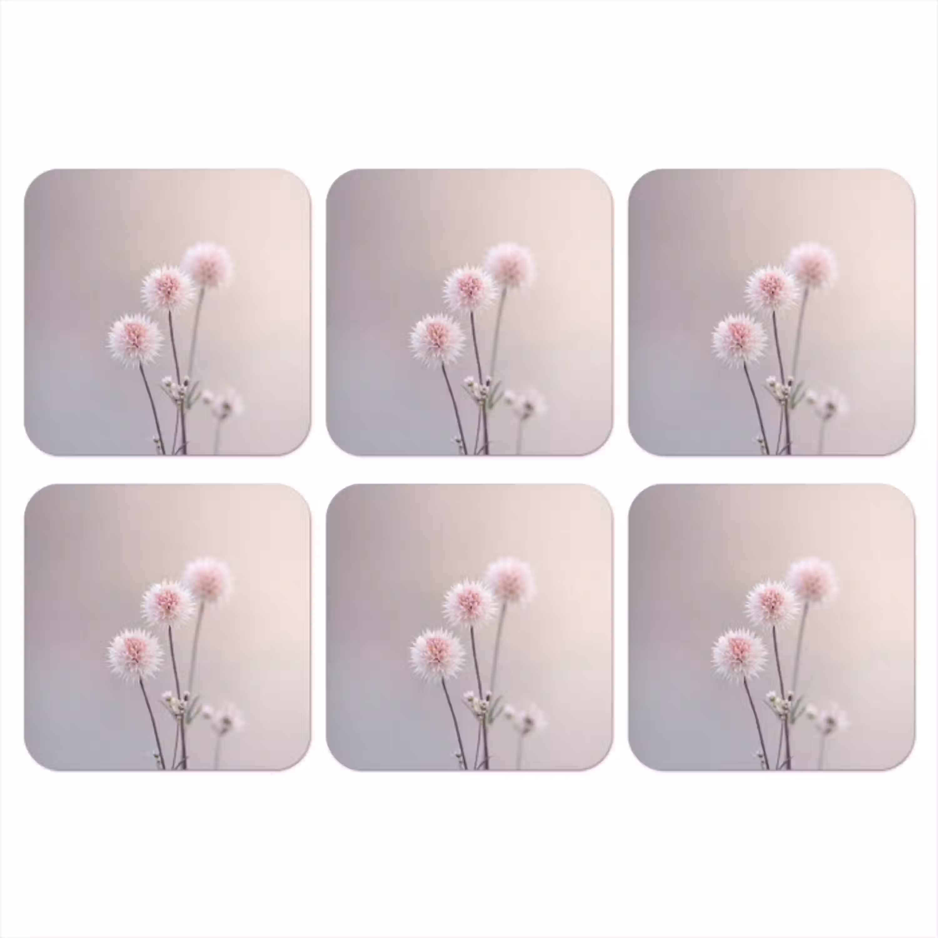 Bloemen - Bollen - Roze onderzetter kurk middel -3d
