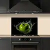 Appel - Groen - Fruit - Water - Zwart keuken achterwand spatscherm klein -sfeer1