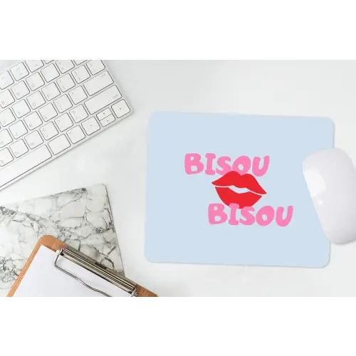 Lippen - Bisou - Blauw muismat rubber klein -witbureau
