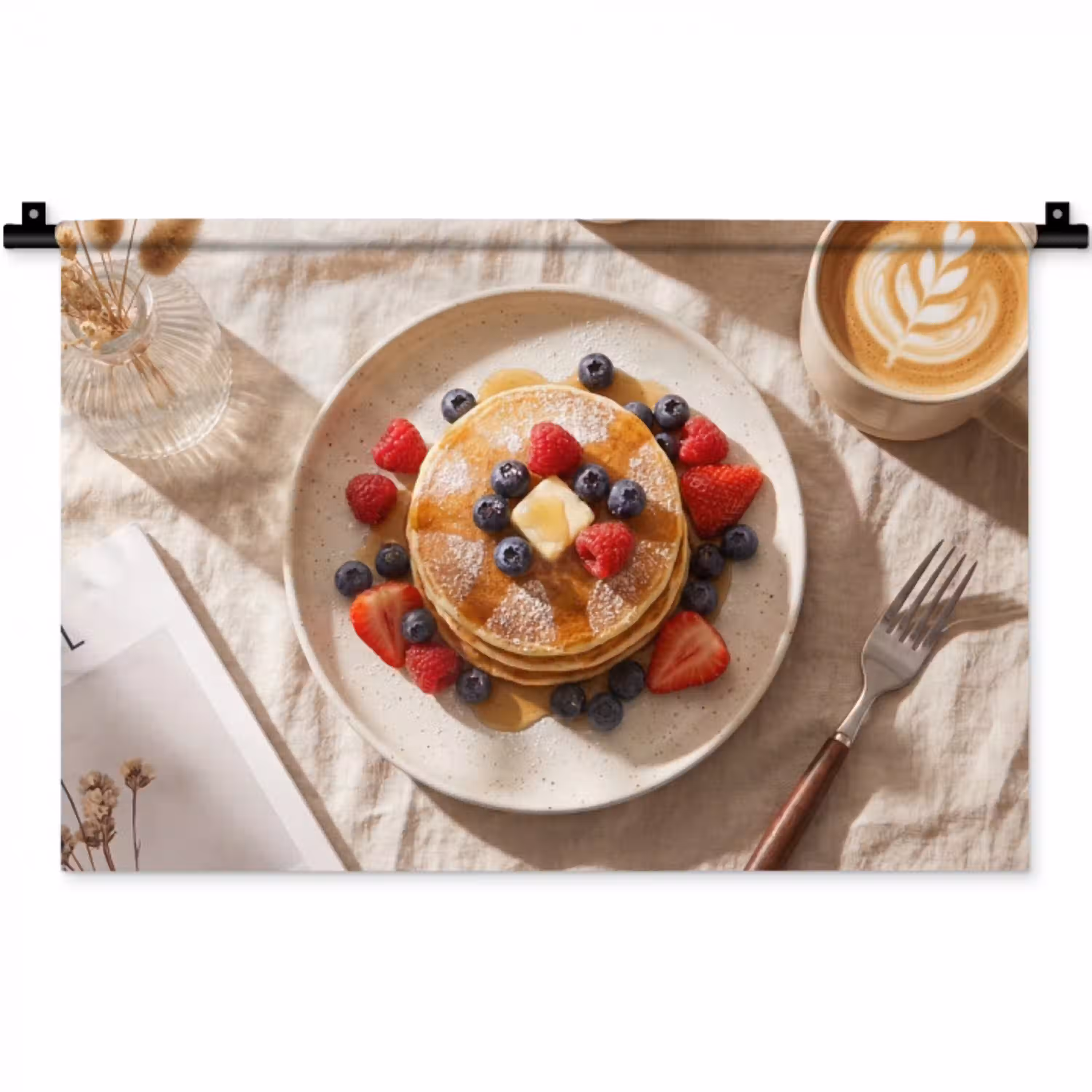 Pannenkoeken - Bessen - Ontbijt - Modern - Beige Wandkleed katoen klein -zz3d