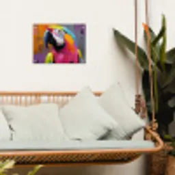 Papegaai - Kleurrijk - Schilderij - Tropisch tuinposter los doek klein -sfeer7