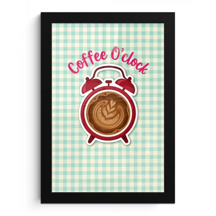 Koffie - Klok - Groen fotolijst zwart zonder passe partout klein -3d