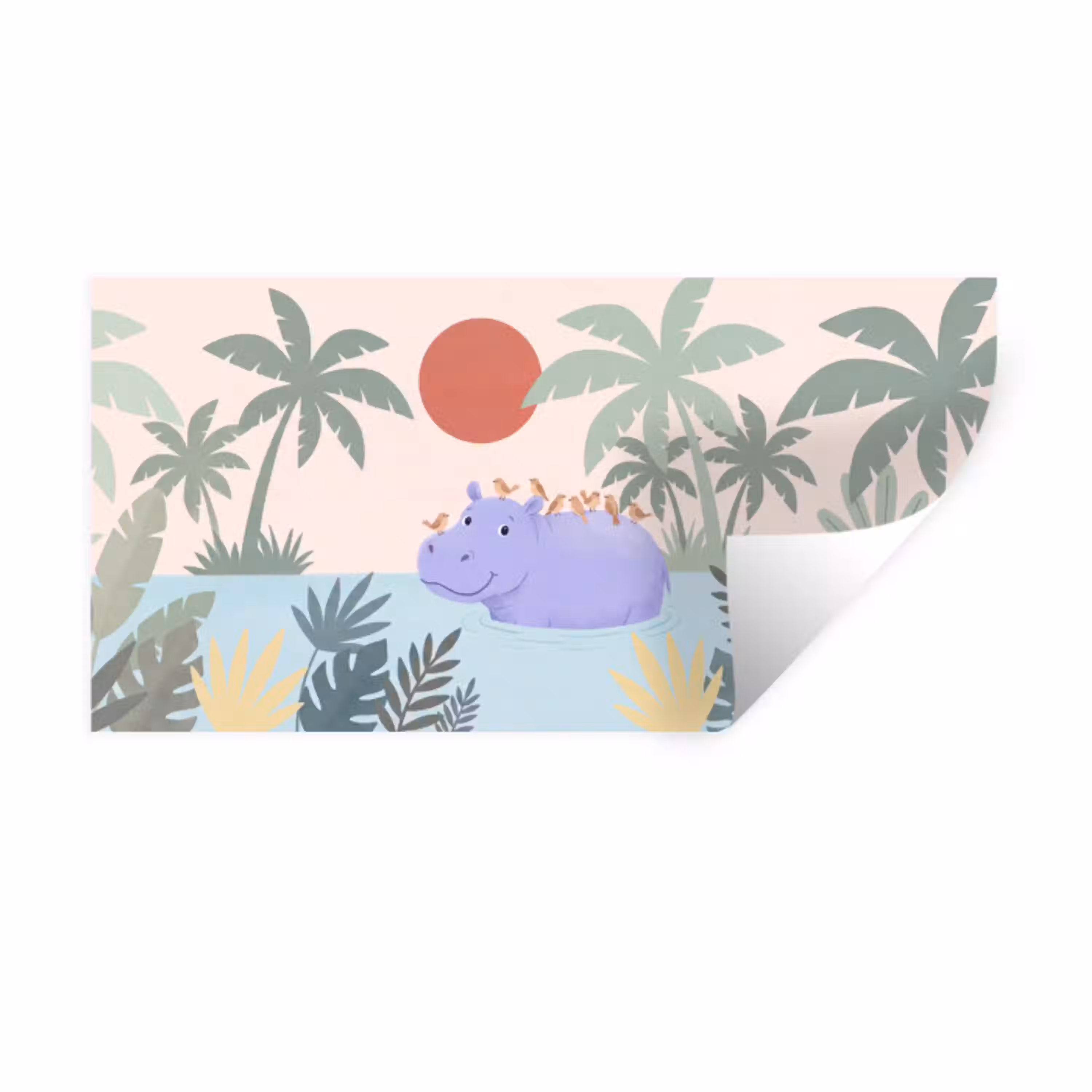 Dieren - Vogel - Water - Natuur - Illustratie Muursticker klein -3d