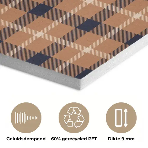 Plaid - Patroon - Vierkant - Bruin PET vilt klein 837 -closeup_NL