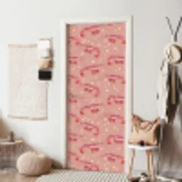 Garnalen - Stippen - Roze deurposter klein 289 -sfeer6