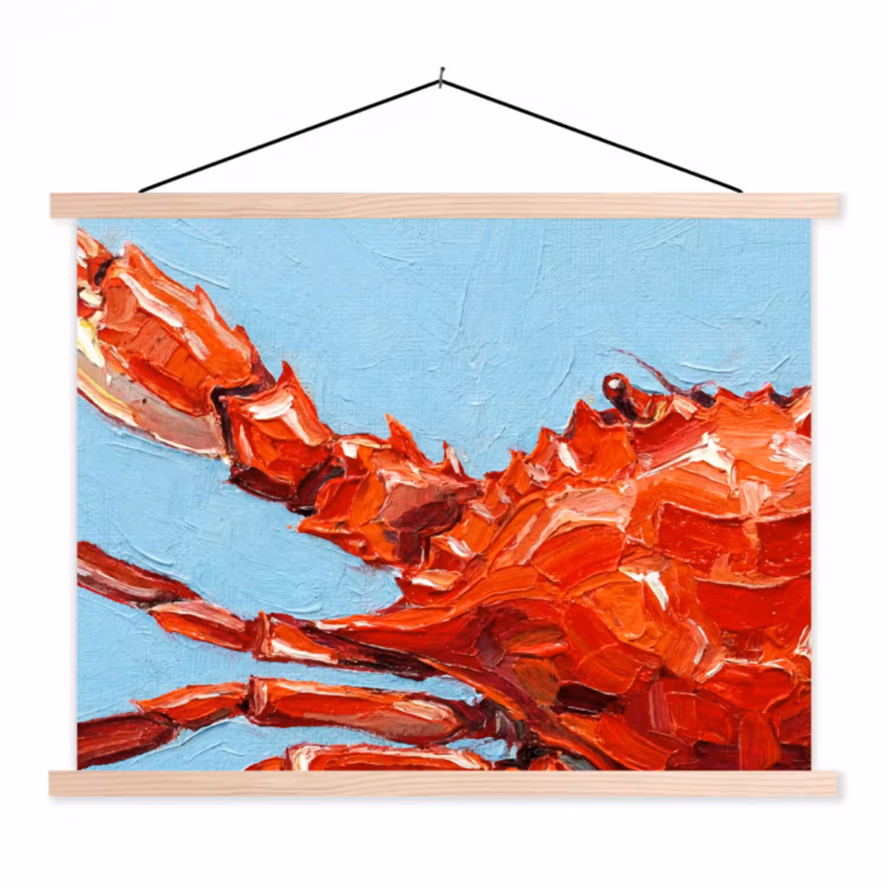 Krab - Zee - Dieren - Abstract - Rood textielposter latten blank klein -3d