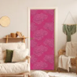 Pioenrozen - Energiek - Roze deurposter klein 289 -sfeer2