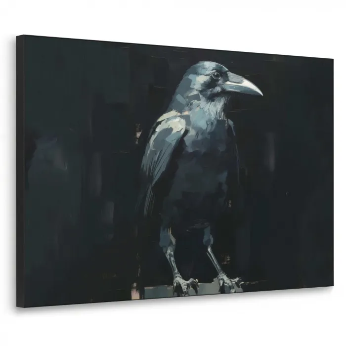 Raaf - Vogels - Zwart Textielframe zwart klein -3d