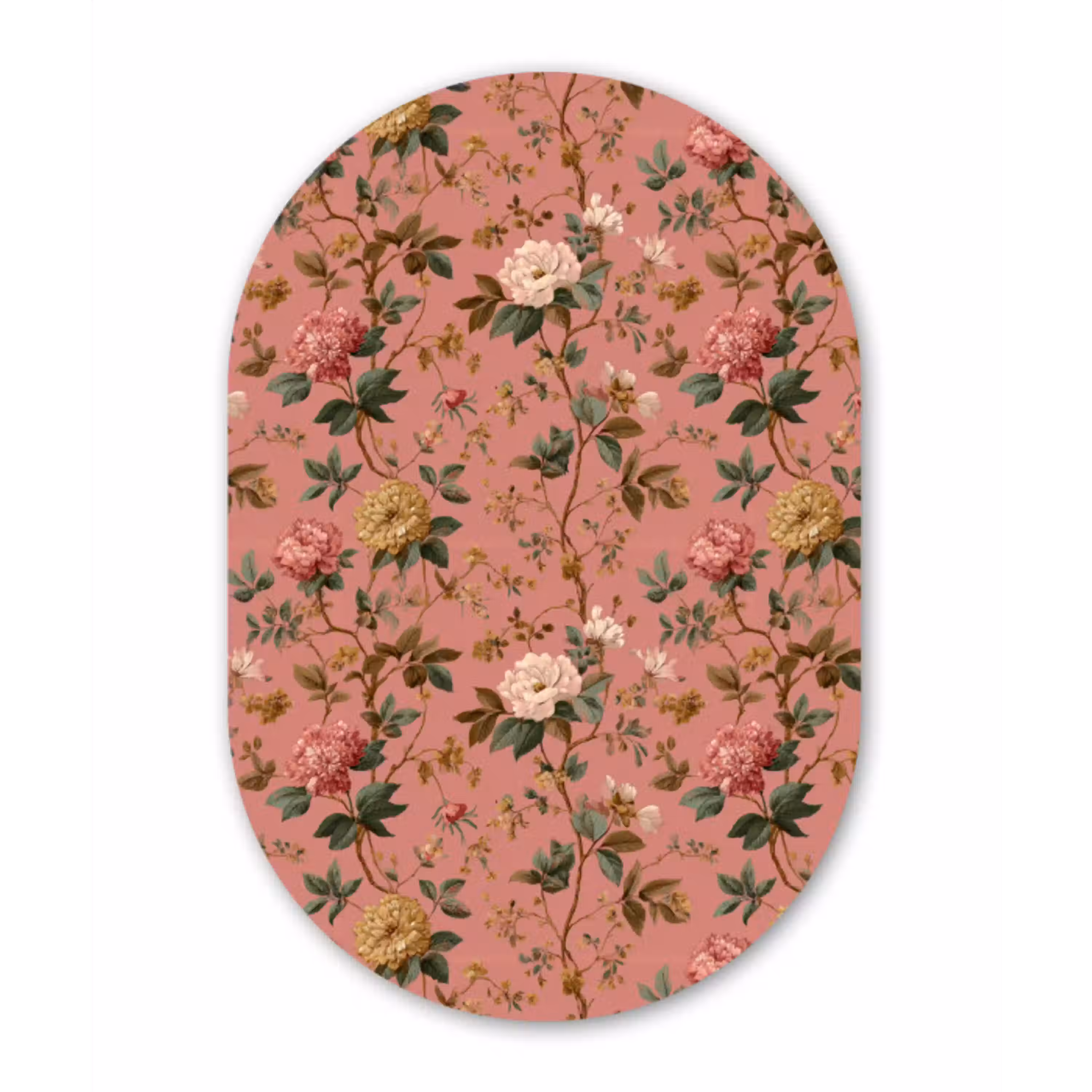 Klassiek - Botanisch - Roze Wandcirkel Ovaal Aluminium middel 839 -3d
