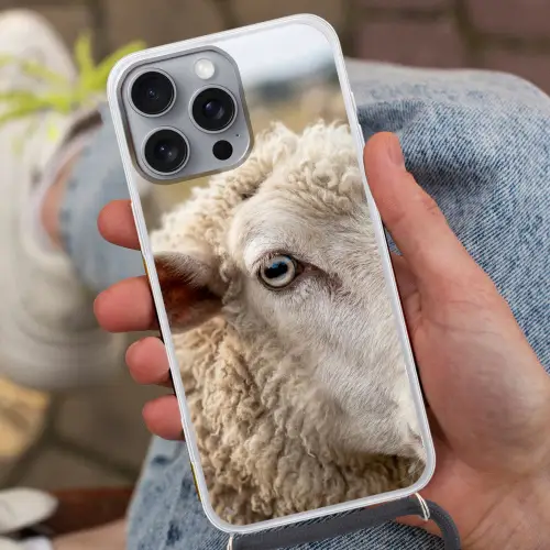 Schaap - Oog - Wit Hoesje iPhone 16 Pro Max met koord klein -sfeer3