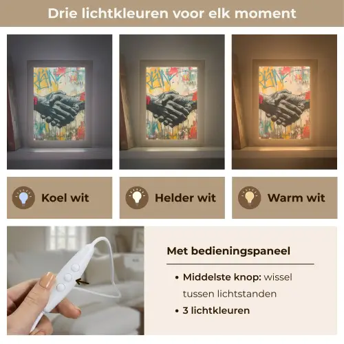 Graffiti - Rozen - Handen - Street art Light Box met kabel (Tafellamp) klein -USP_lichtkleurNL