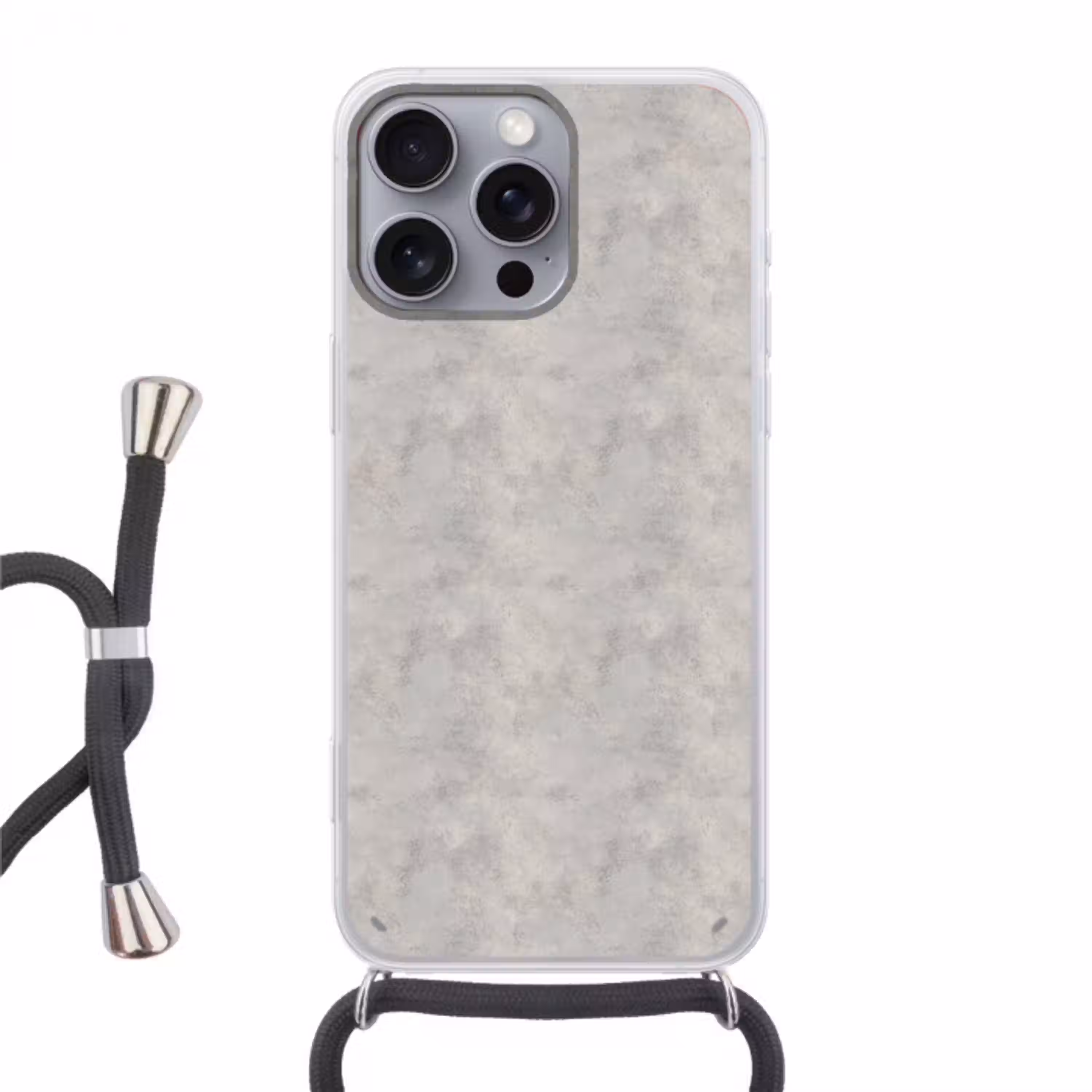 Grijs - Beton - Industrieel Hoesje iPhone 16 Pro Max met koord klein 804 -3d