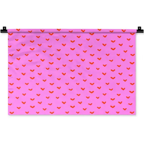 Rood -  Hartjes - Roze - Patroon Wandkleed katoen klein 269 -zz3d