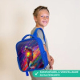 Crossmotor - Neonkleuren - Lijnen - Helm Kinderrugzak - Blauw middel -sfeer3_DE