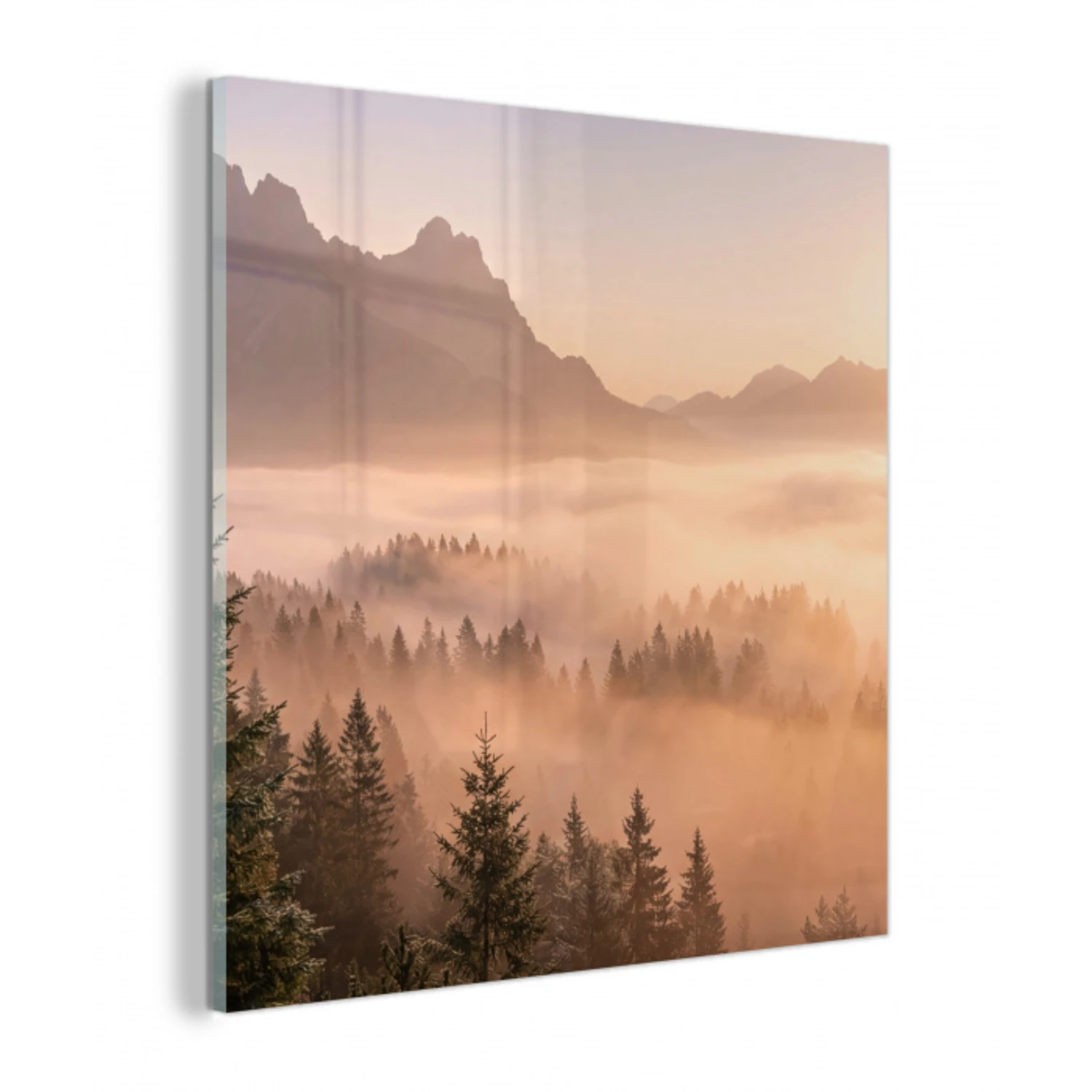 Zonlicht - Mist - Bergen - Bomen plexiglas 5mm klein -z3d