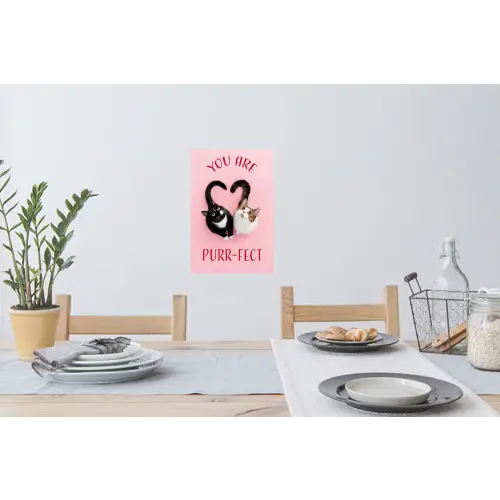Kat - Hart - Tekst - Valentijn Muursticker klein -eettafel