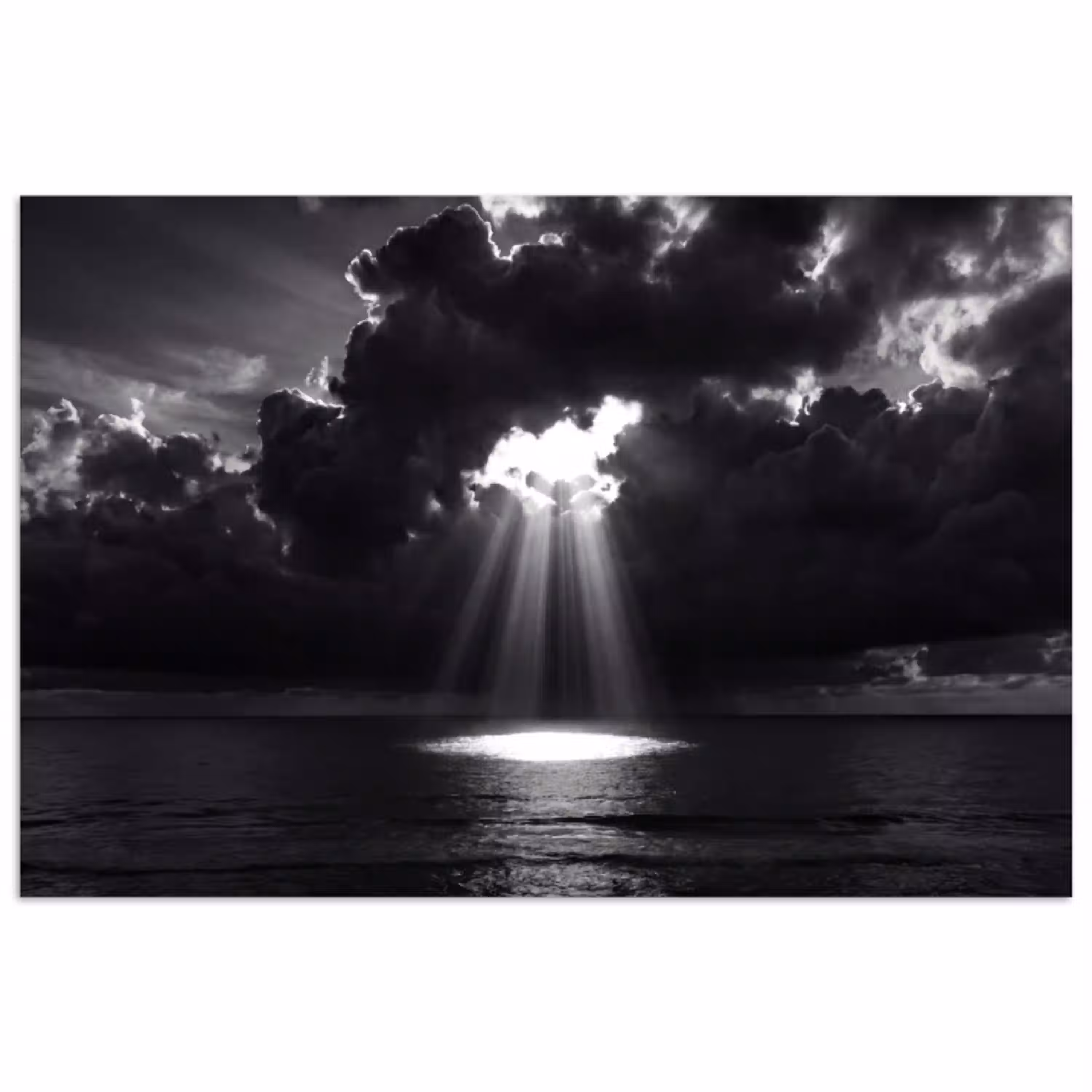 Licht - Wolken - Zee - Zwart-wit - Natuur poster papier klein -3d