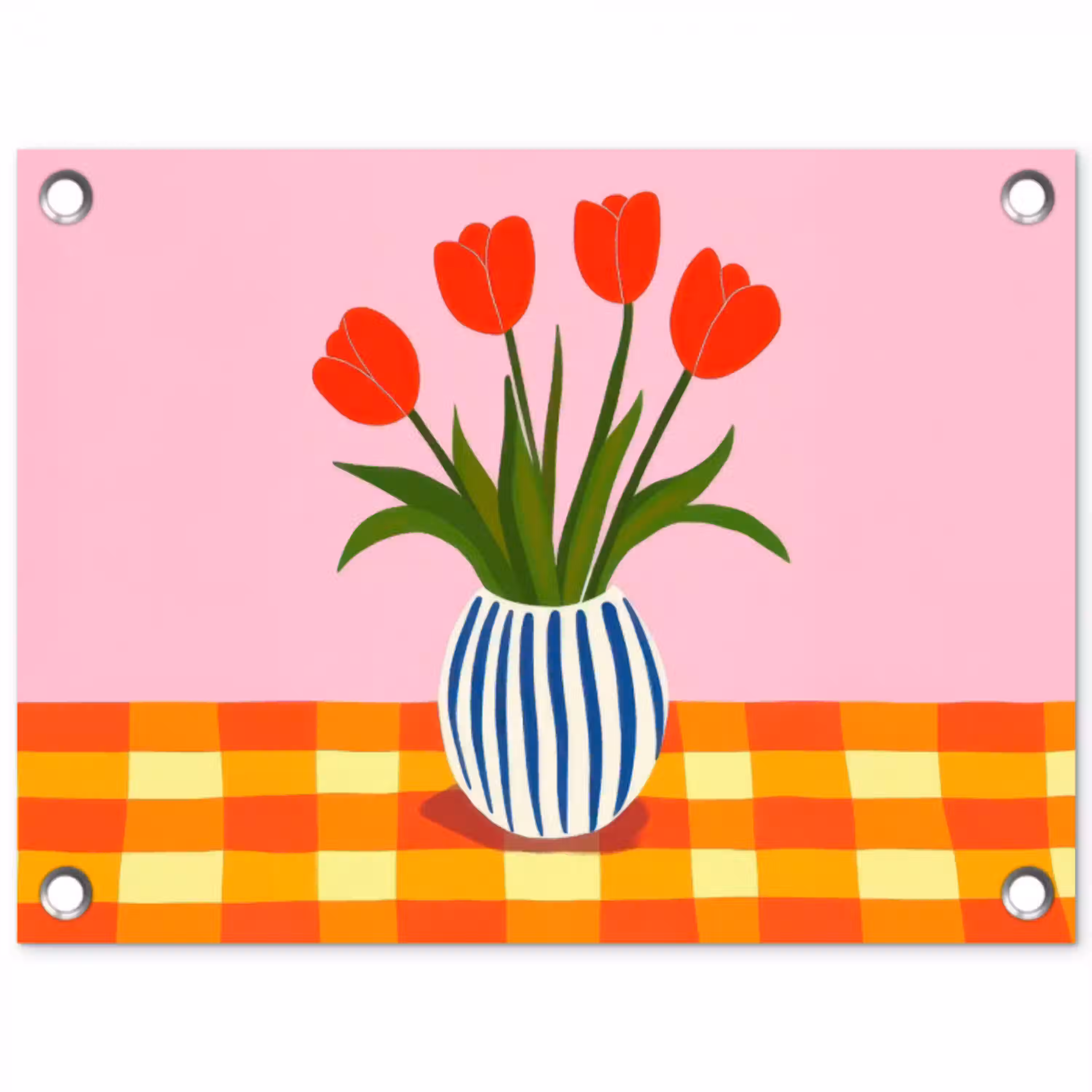 Tulpen - Roze - Vaas tuinposter los doek klein -3d