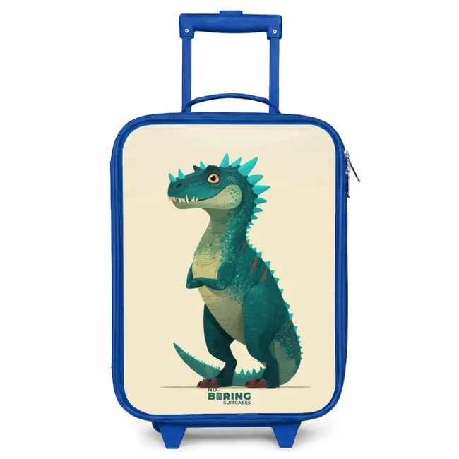 Kids’ Suitcase - Blue - Spiky dino with friendly look