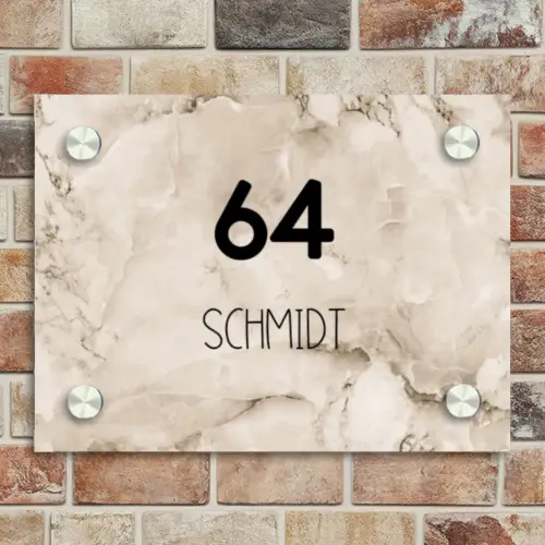 Beige marmer - Modern Naambord Rechthoek middel -sfeer3