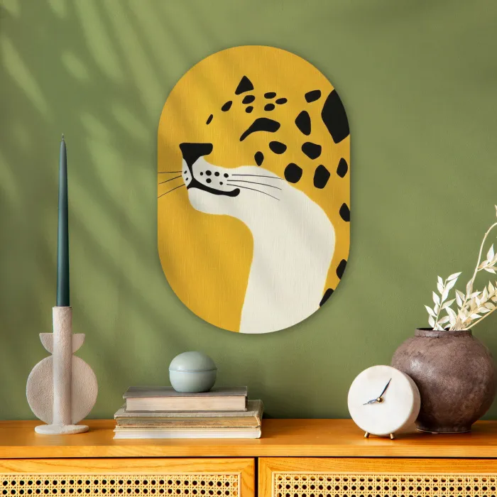 Cheetah - Illustratie - Geel Wandcirkel Ovaal Forex klein -sfeer2