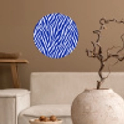 Zebra - Patroon - Kobalt - Blauw Wandcirkel behangsticker klein 186 -sfeer1