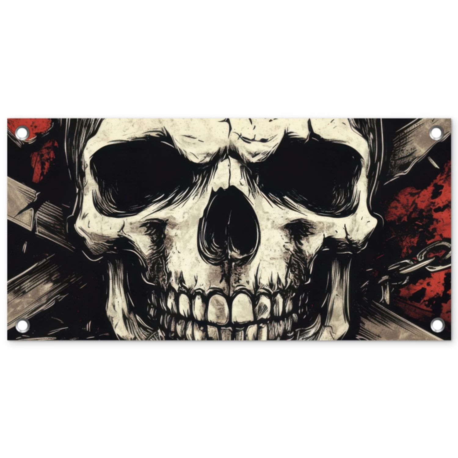 Schedel - Kettingen - Rood tuinposter los doek klein -3d