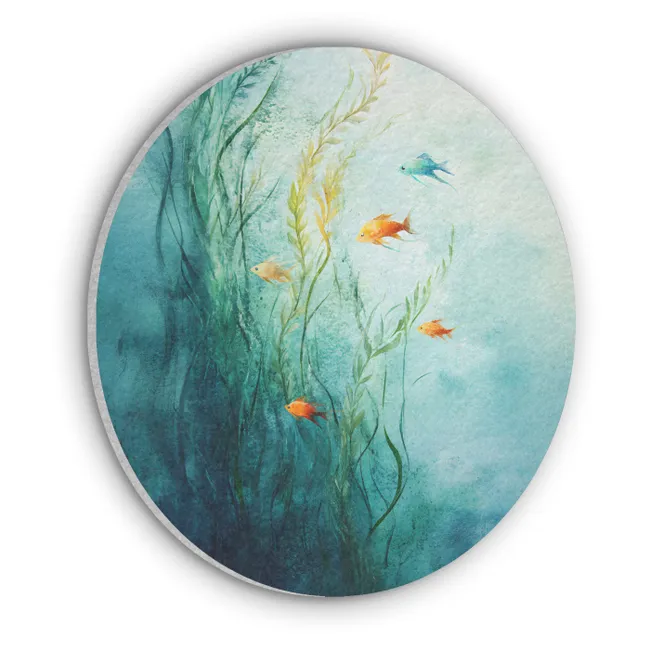 Acoustic painting round - Aquatic plants - Fish - Colorful - Water