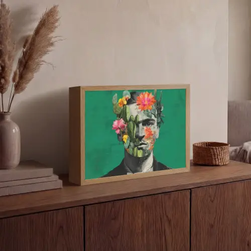 Man - Planten - Groen Light Box met batterij (Wandlamp) middel -sfeer2